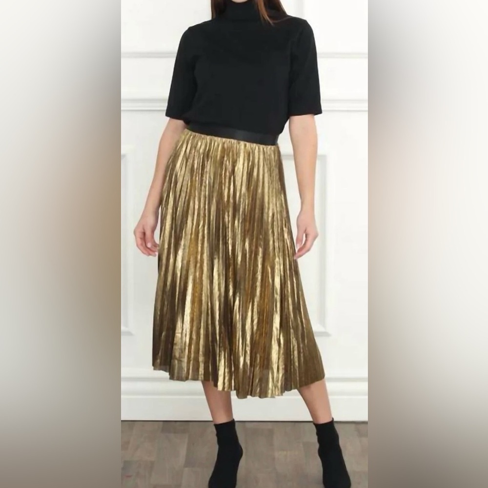 Zero Degrees Celsius Elegant Gold Pleated Skirt S